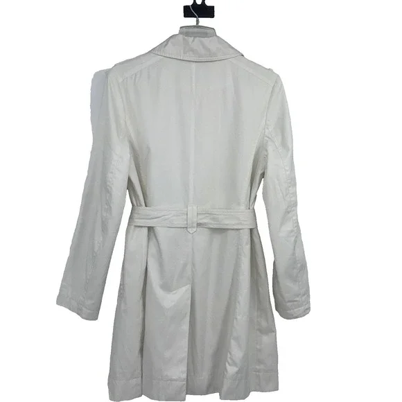 Michael by Michael Kors Women L White Trench Spring Coat Old Money Quiet Luxury - Picture 2 of 10